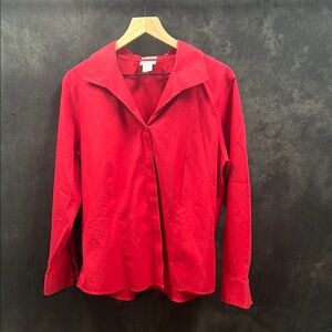 Red Button-Up Blouse